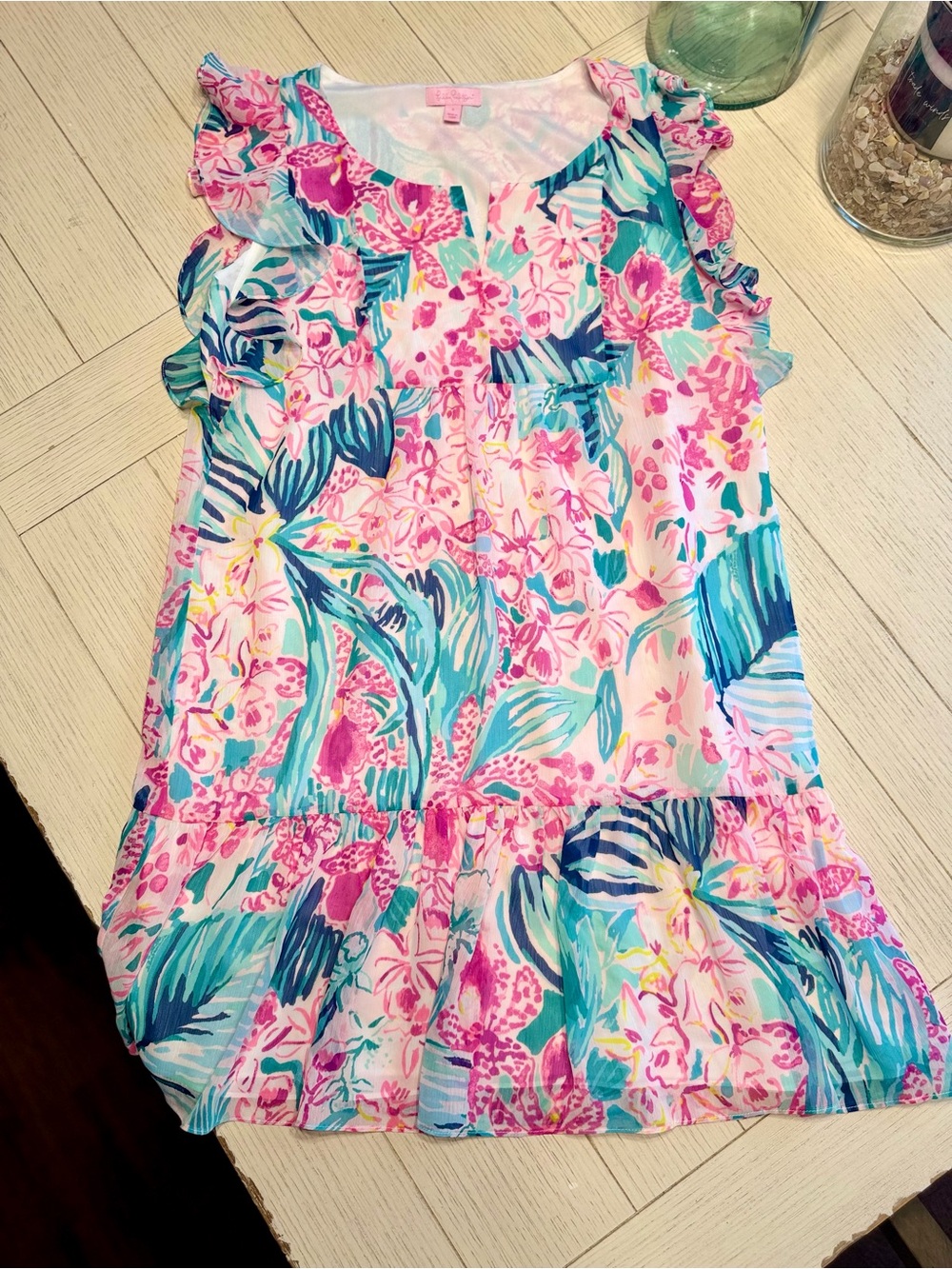 Lilly Pulitzer S Nora ruffle dress - multi via flora | NWOT